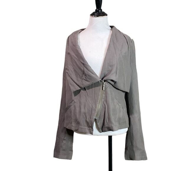 Halogen Drape Front Moto Style Jacket Tan Soft Fabric - Picture 1 of 11